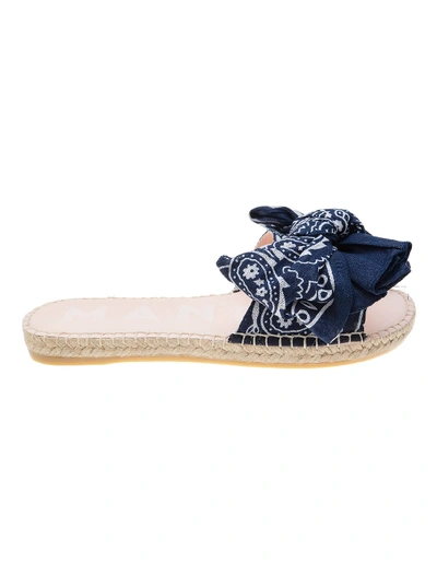Shop Manebi Bandana Flat Sandals With Bow Blue