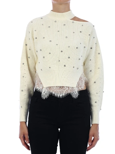 Shop Self-portrait Crystals Jumper In White