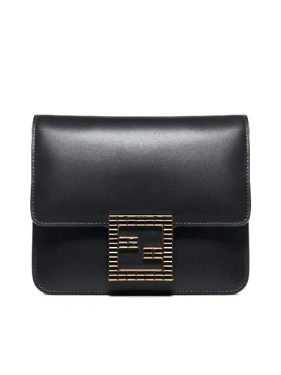 Shop Fendi Fab Leather Bag In Nero + Oro Soft