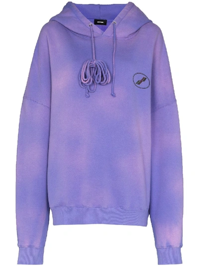 Shop We11 Done Bleached Logo Hoodie In Purple