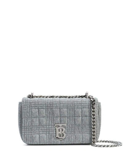 Shop Burberry Small Lola Quilted Bag In Grey