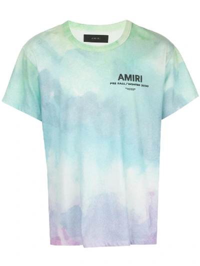 Shop Amiri Watercolour Print T-shirt In Blue
