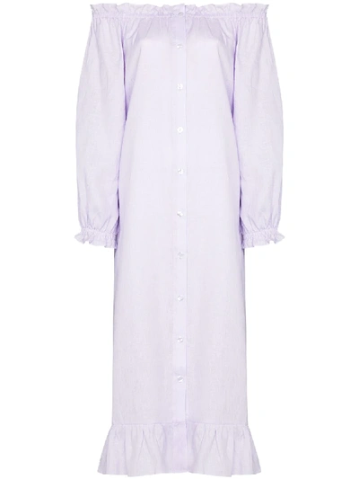 Shop Sleeper Off-the-shoulder Nightgown In Purple