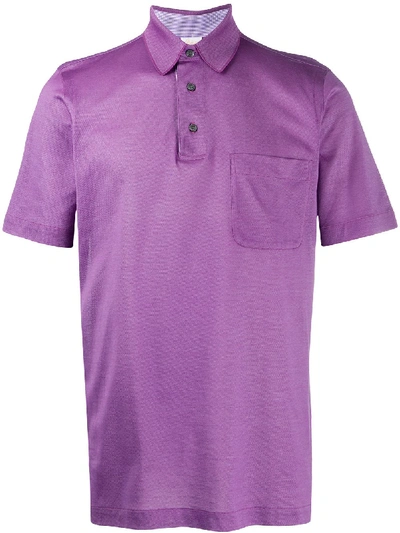 Shop Brioni Pique Polo Shirt In Purple