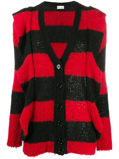 Shop Red Valentino Striped Maxi Cardigan In Red