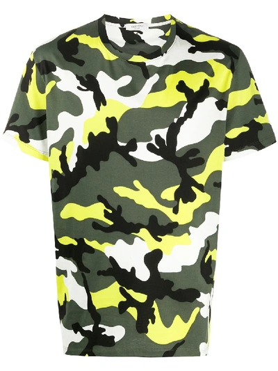 Shop Valentino Camouflage Print T-shirt In Green