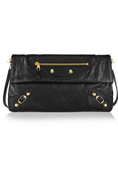 Balenciaga Giant 12 Golden Envelope Clutch Bag With Strap, Black
