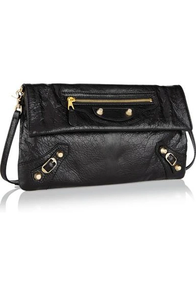 Shop Balenciaga Giant 12 Envelope Textured-leather Shoulder Bag In Black