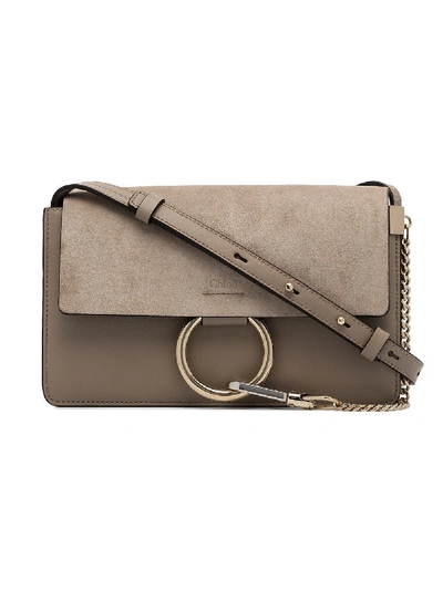Shop Chloé Small Faye Leather Shoulder Bag In Grey