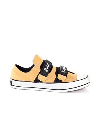 Shop Palm Angels Vulcanized Velcro Strap Sneakers Sand White
