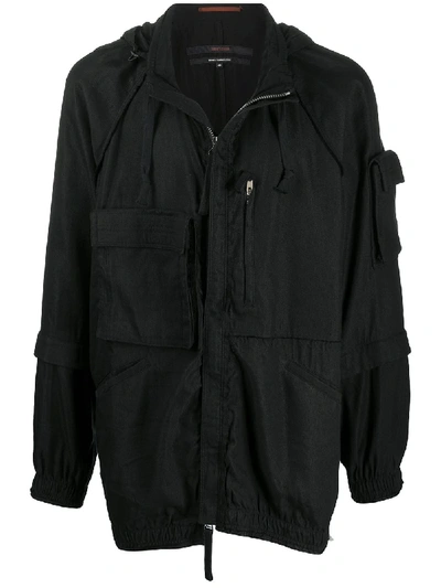 Shop Ziggy Chen Hooded Layered-sleeve Jacket In Black
