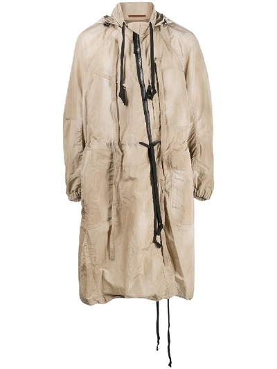 Shop Ziggy Chen Hooded Mid-length Parka In Neutrals