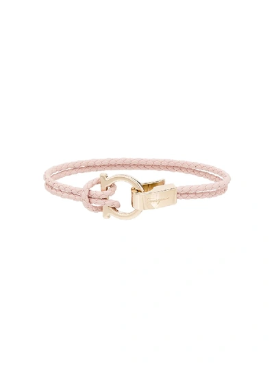 Shop Ferragamo Gancini-plaque Braided Bracelet In Pink