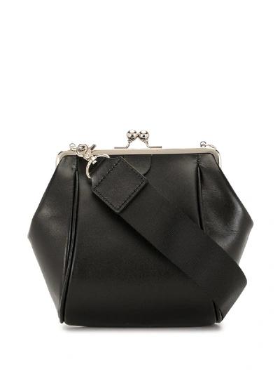 Shop Y's Leather Shoulder Bag In Black