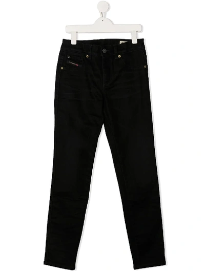 Shop Diesel Teen Straight-fit Jeans In Black