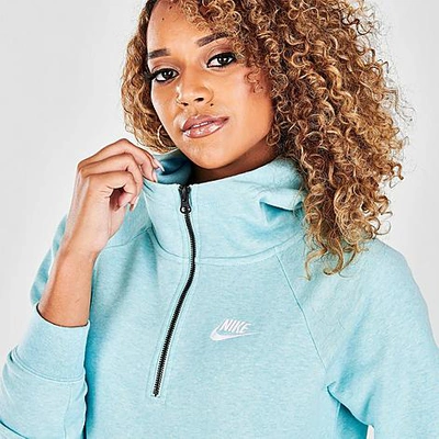 Shop Nike Women's Sportswear Essential Quarter-zip Hoodie In Blue
