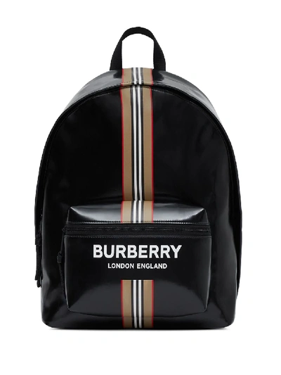 Shop Burberry Logo And Icon Stripe Backpack In Black