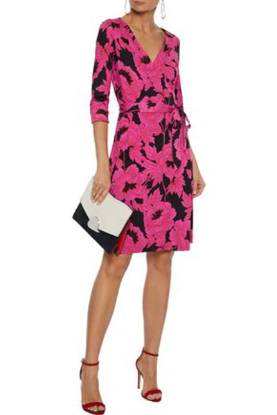 Shop Diane Von Furstenberg New Julian Two Printed Silk-jersey Wrap Dress In Fuchsia