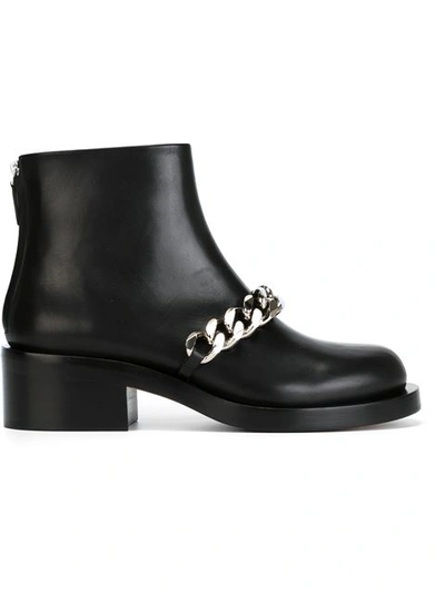 Givenchy 50mm Laura Chained Leather Ankle Boots, Black In Black