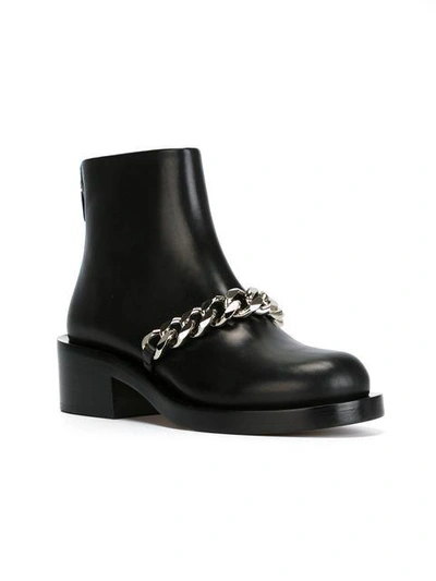 Givenchy Laura Chain-trimmed Leather Ankle Boots In Black | ModeSens