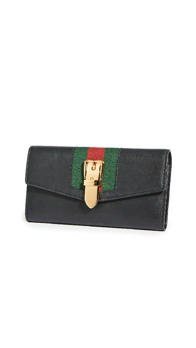 Pre-owned Gucci Black Silvie Continental Wallet