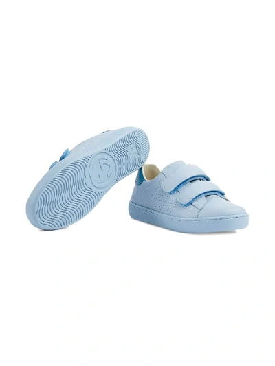 Shop Gucci Ace Touch-strap Sneakers In Blue
