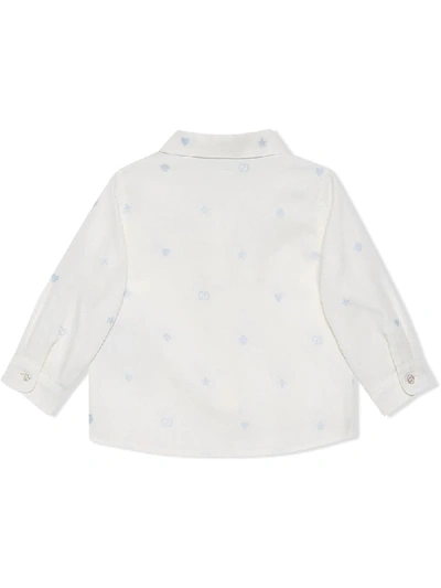 Shop Gucci Embroidered Oxford Shirt In White