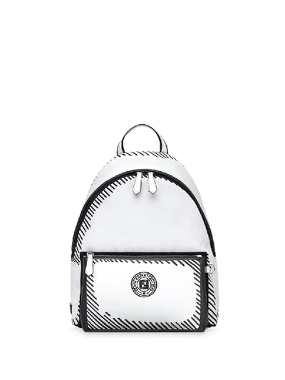 Shop Fendi Logo Print Backpack In White
