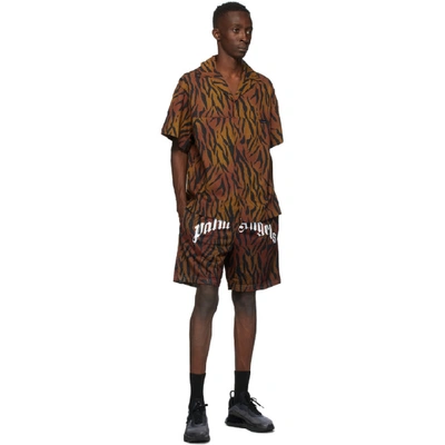 Shop Palm Angels Brown Tiger Shorts