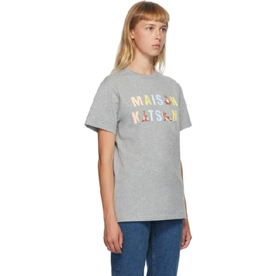 Shop Maison Kitsuné Maison Kitsune Grey Rainbow Yoga Foxes T-shirt In Grm Grey