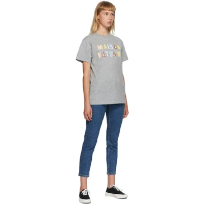 Shop Maison Kitsuné Maison Kitsune Grey Rainbow Yoga Foxes T-shirt In Grm Grey