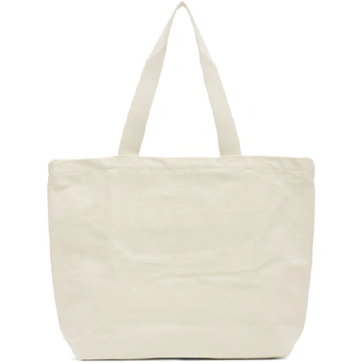 Shop Maison Kitsuné Maison Kitsune Off-white Yoga Lotus Fox Tote In Ec Ecru