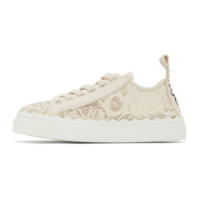 Shop Chloé Beige Lace Lauren Sneakers In 6j1 Beig