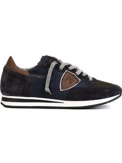 Shop Philippe Model Paris Sneakers Mit Einsätzen Und Schnürung In Blue