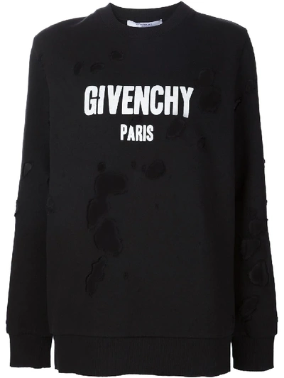 Shop Givenchy Sweatshirt Im Used-look In Black