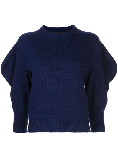 Shop Proenza Schouler Draped Sleeve Knitted Jumper In Blue