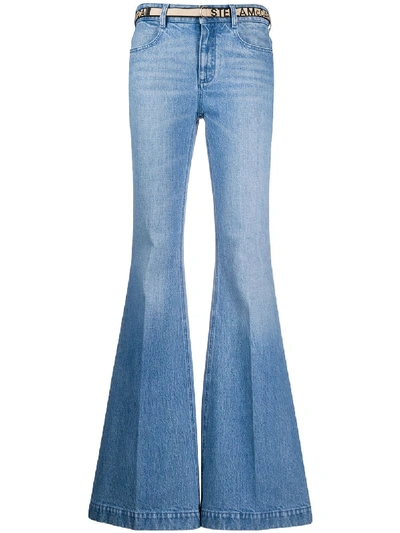 Shop Stella Mccartney Belted Flared Jeans In Blue
