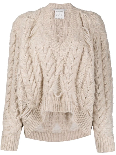 Shop Stella Mccartney Oversized Cable-knit Jumper In Neutrals