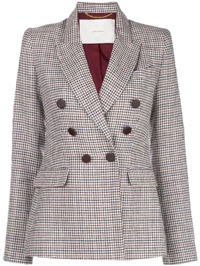Shop Adam Lippes Checked Double-breasted Blazer In Grey
