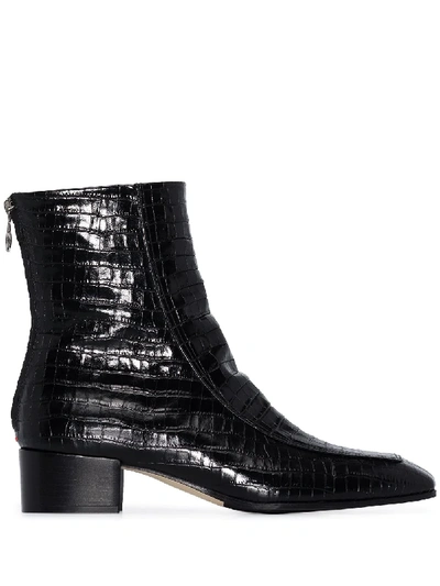 BLACK AMELIA 40 MOCK CROC ANKLE BOOTS