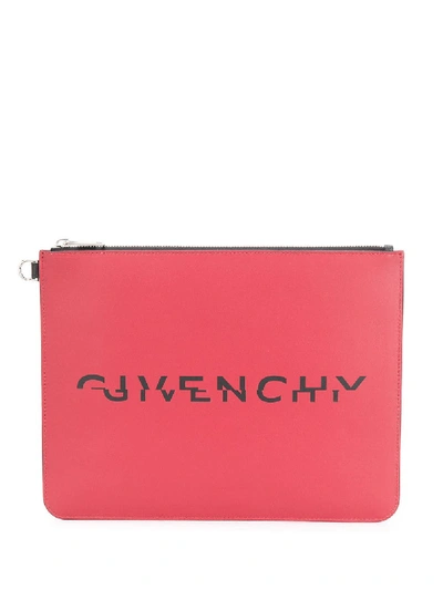 Shop Givenchy Split Logo Pouch In Red