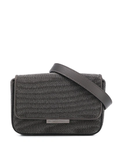 Shop Brunello Cucinelli Beaded Belt Bag In Grey