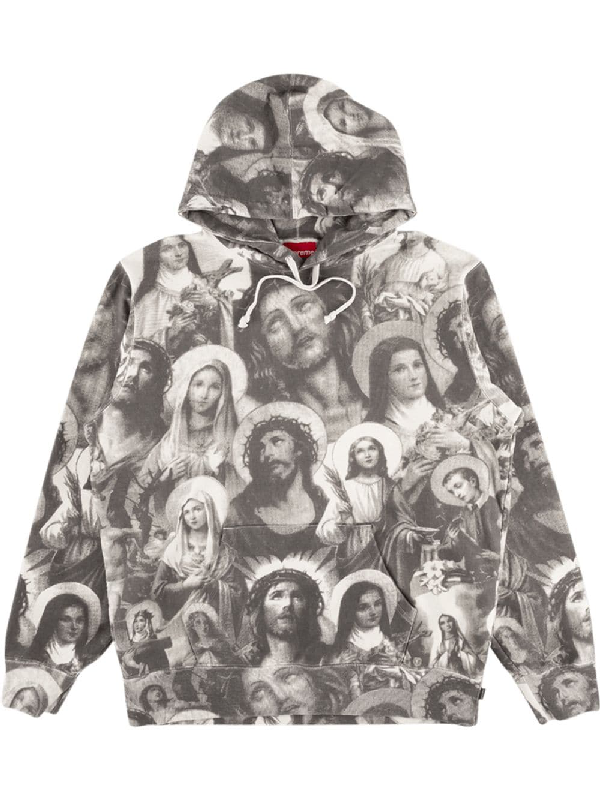 Supreme Jesus And Mary Hoodie In Grey | ModeSens