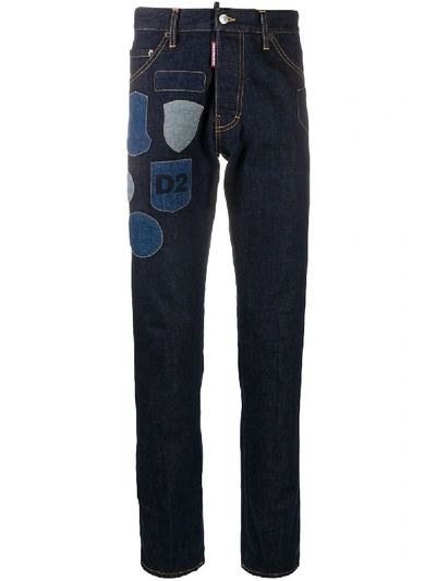 Shop Dsquared2 Patch-embellished Straight-leg Jeans In Blue