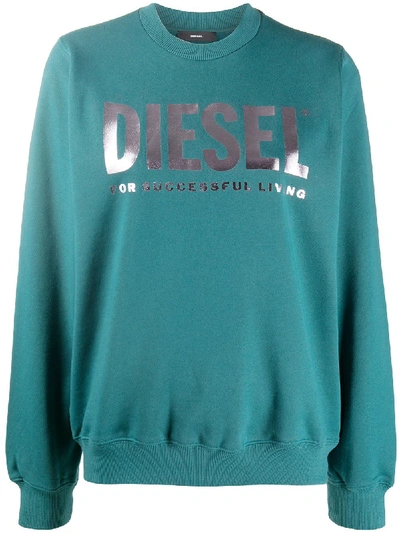 Shop Diesel F-ang Logo Sweater In Blue
