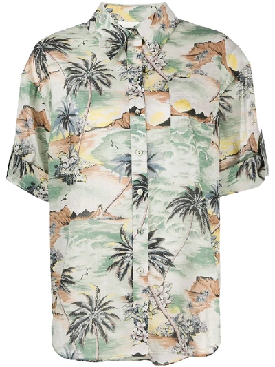 Shop Zimmermann Tropical Print Utility Shirt In Green