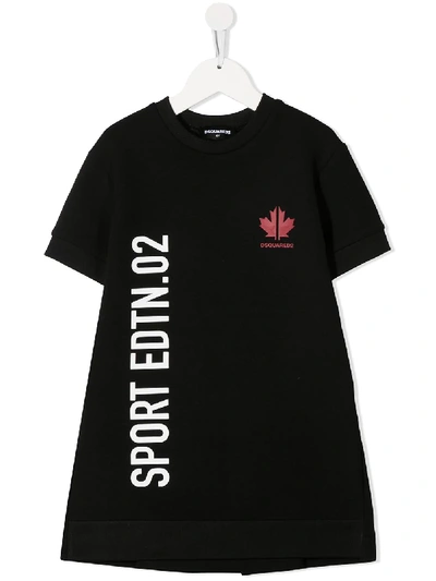 Shop Dsquared2 Sport Edtn.02 Leaf T-shirt Dress In Black