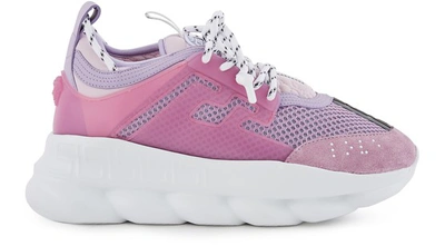 Shop Versace Chain Reaction Sneakers In Sheer Lilac