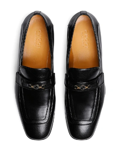 Shop Gucci Interlocking G Leather Loafers In Black