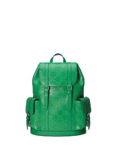 Shop Gucci Logo-embossed Backpack In Green